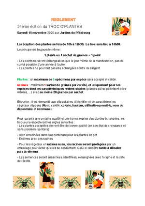 Reglement Troc'O Plantes 15 novembre 2025