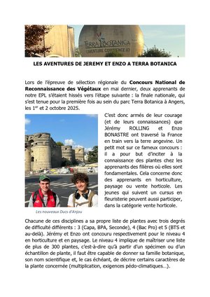 Carnet de bord Concours National Reconnaissance Vegetaux